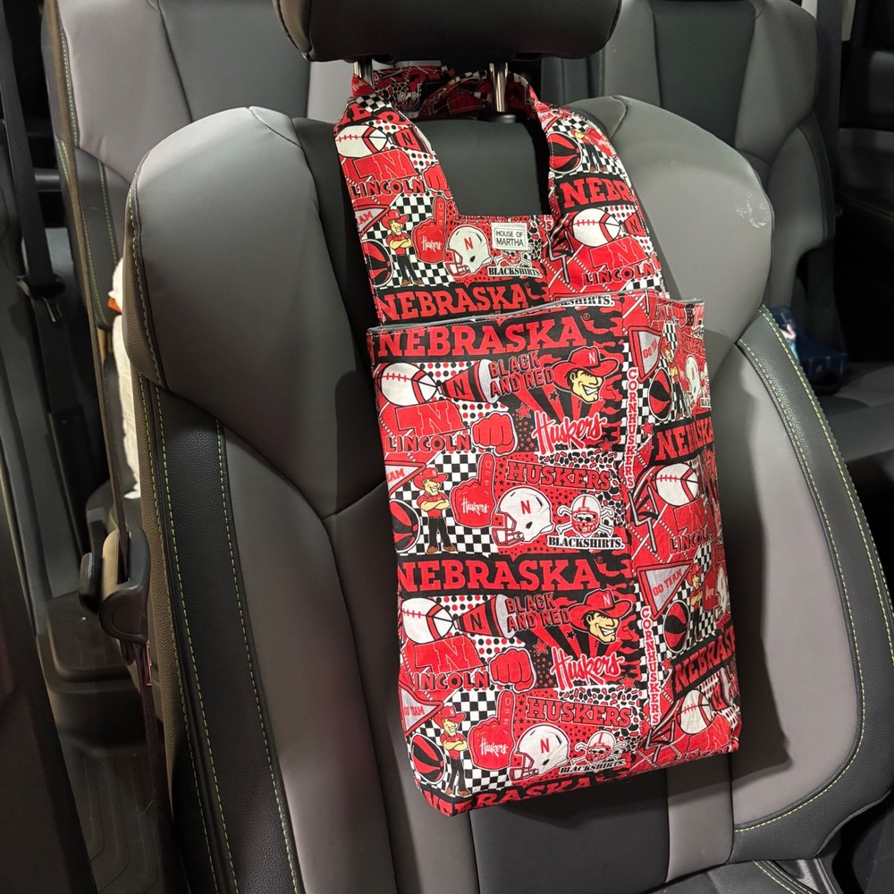 Car Trash/Utility Tote Bag NU Blackshirt Design 9" w x4" dx 12" l Handmade